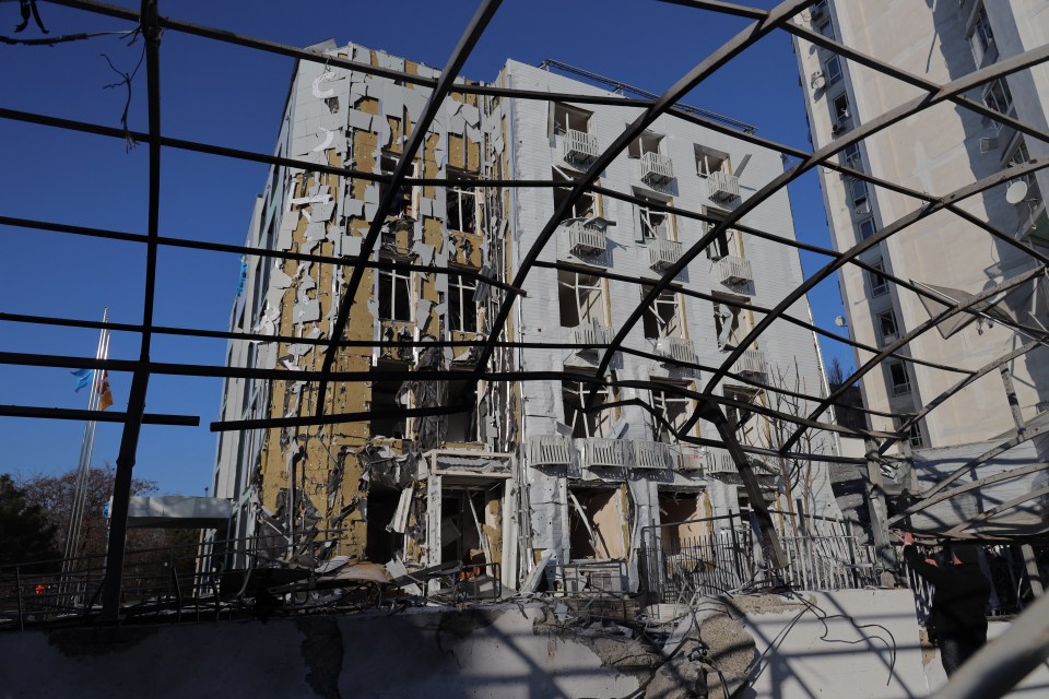 Damaged hospital building in Odesa, Ukraine, after a Russian drone strike.