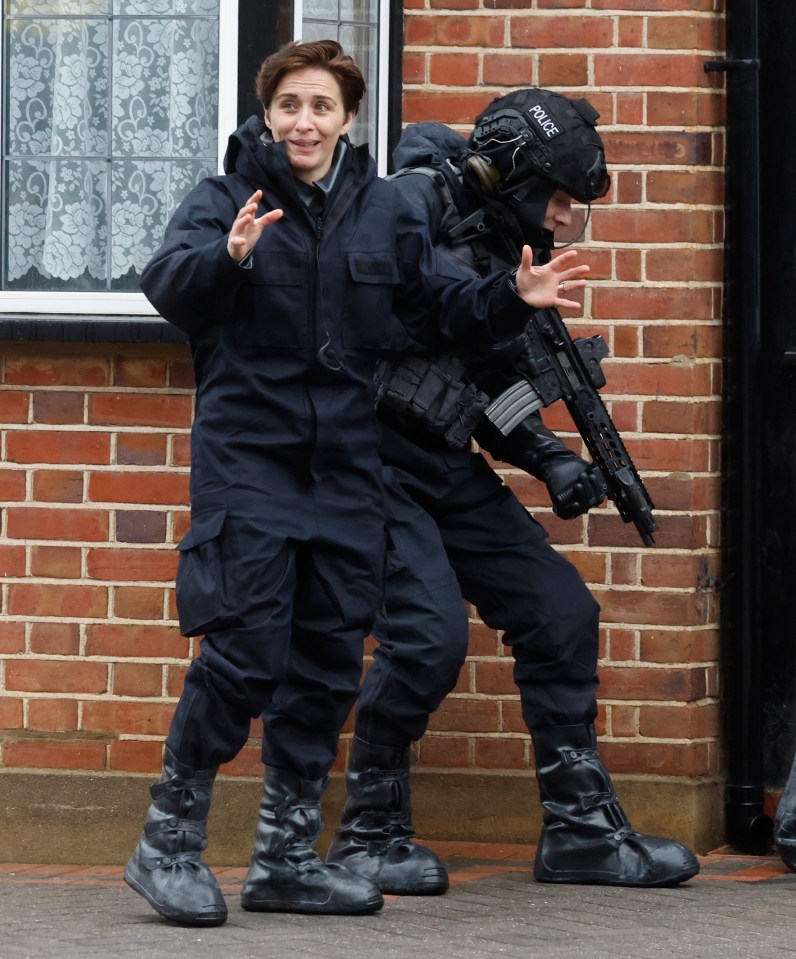 Vicky McClure filming a scene from *Trigger Point*.