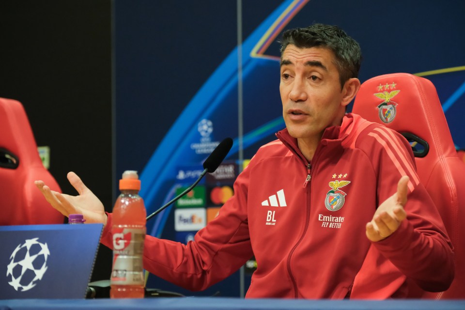 SL Benfica head coach Bruno Lage at a press conference.