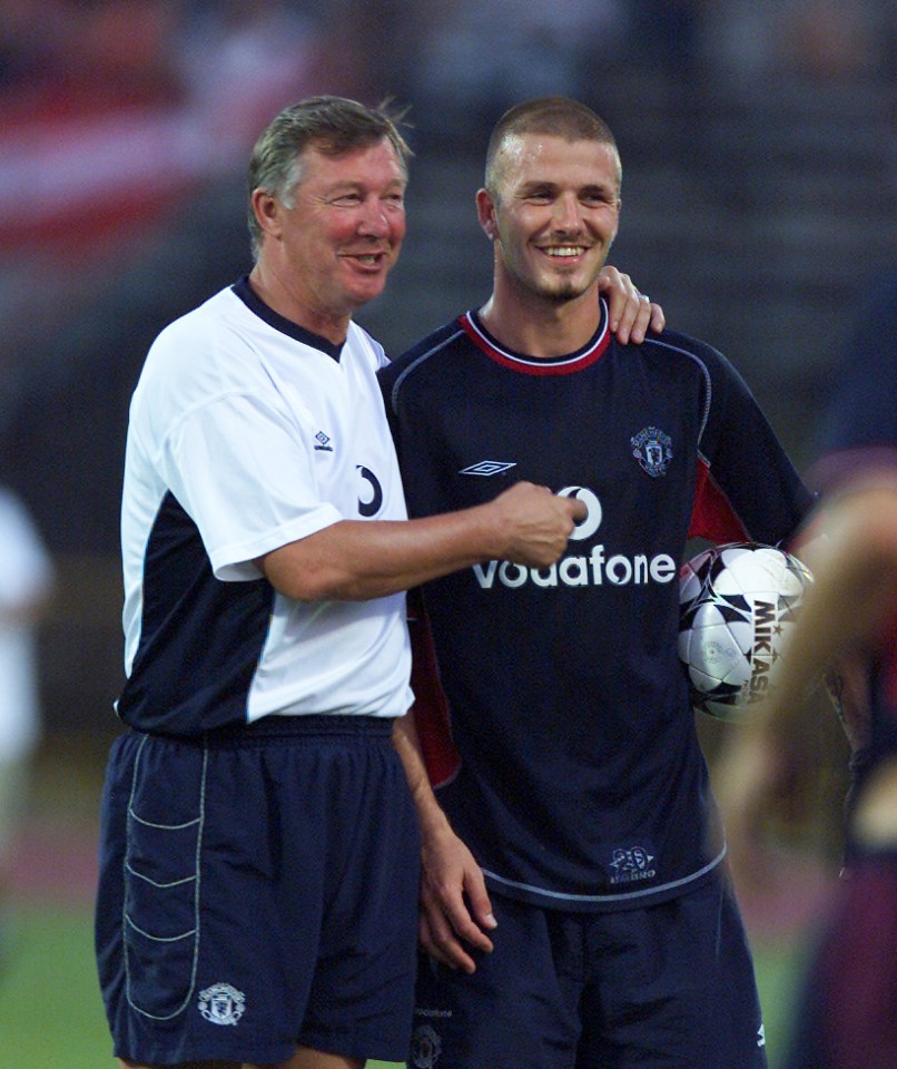 Alex Ferguson and David Beckham of Manchester United.