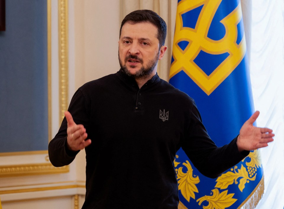 Volodymyr Zelensky giving a press conference.