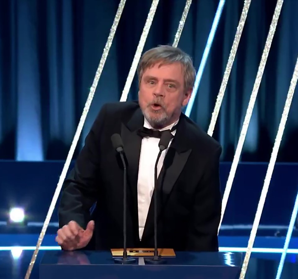 Mark Hamill presenting at the BAFTAs.