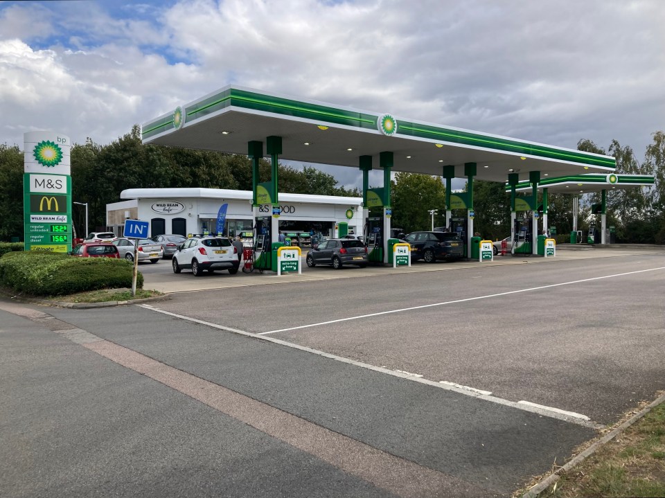 BP gas station with M&S and McDonald's.