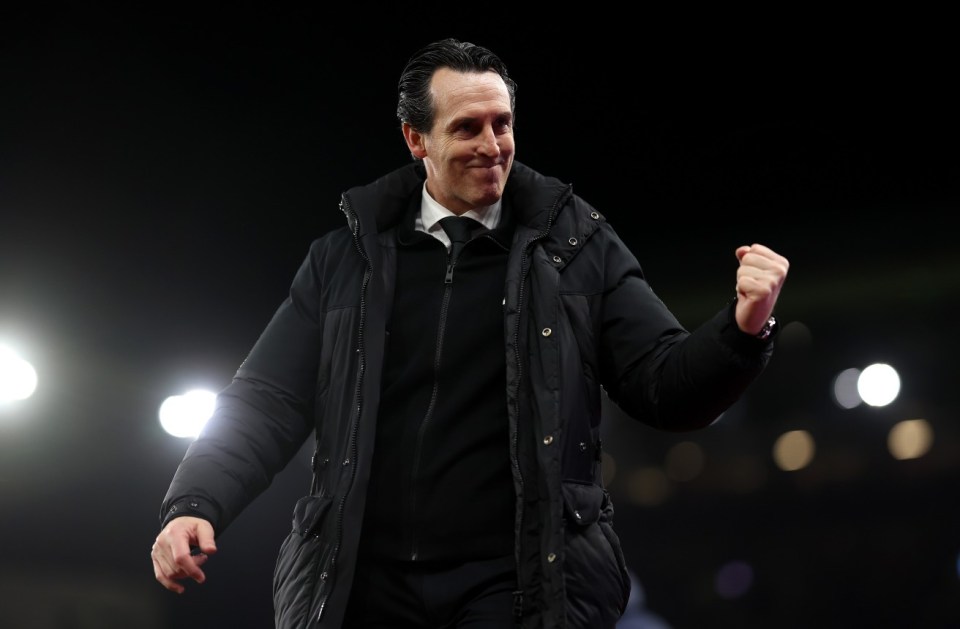 BIRMINGHAM, ENGLAND - FEBRUARY 22: Unai Emery, Manager of Aston Villa, celebrates victory following the Premier League match between Aston Villa FC and Chelsea FC at Villa Park on February 22, 2025 in Birmingham, England. (Photo by Harry Murphy - AVFC/Aston Villa FC via Getty Images)