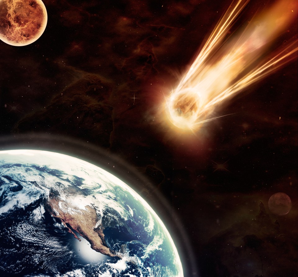 Illustration of a meteor approaching Earth.