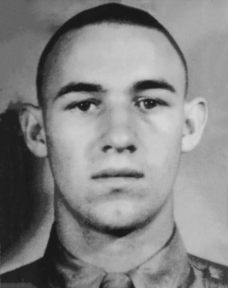Black and white photo of Gene Hackman in the U.S. Marine Corps.