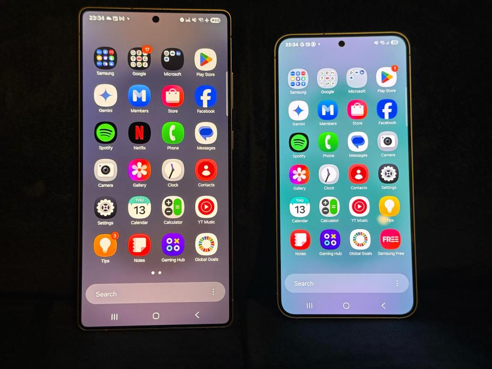 Comparison of two phone screens displaying app icons.
