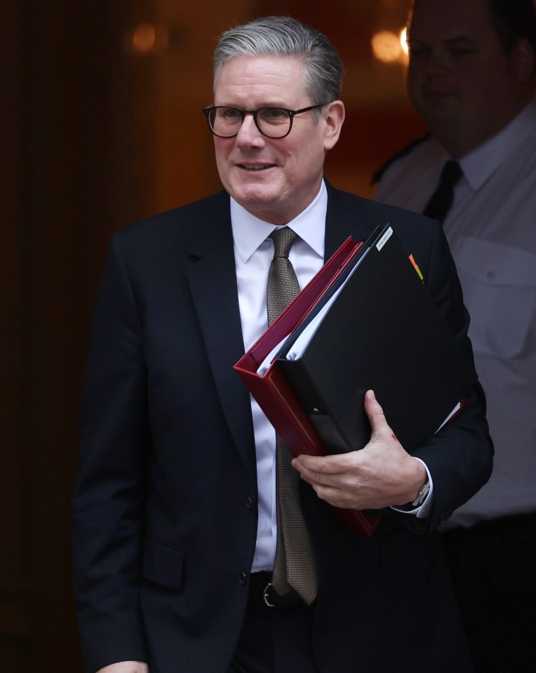 Keir Starmer leaving 10 Downing Street for Prime Minister's Questions.