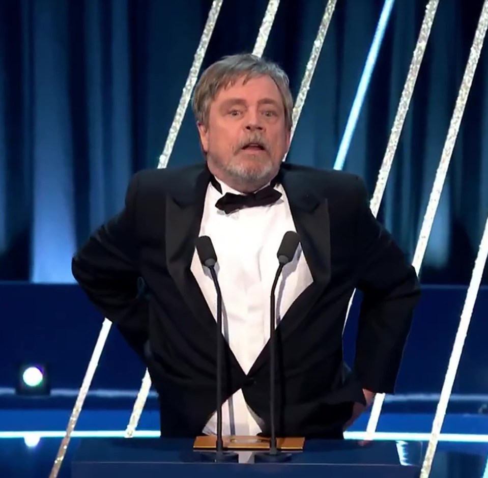 Mark Hamill presenting at the BAFTA Awards.