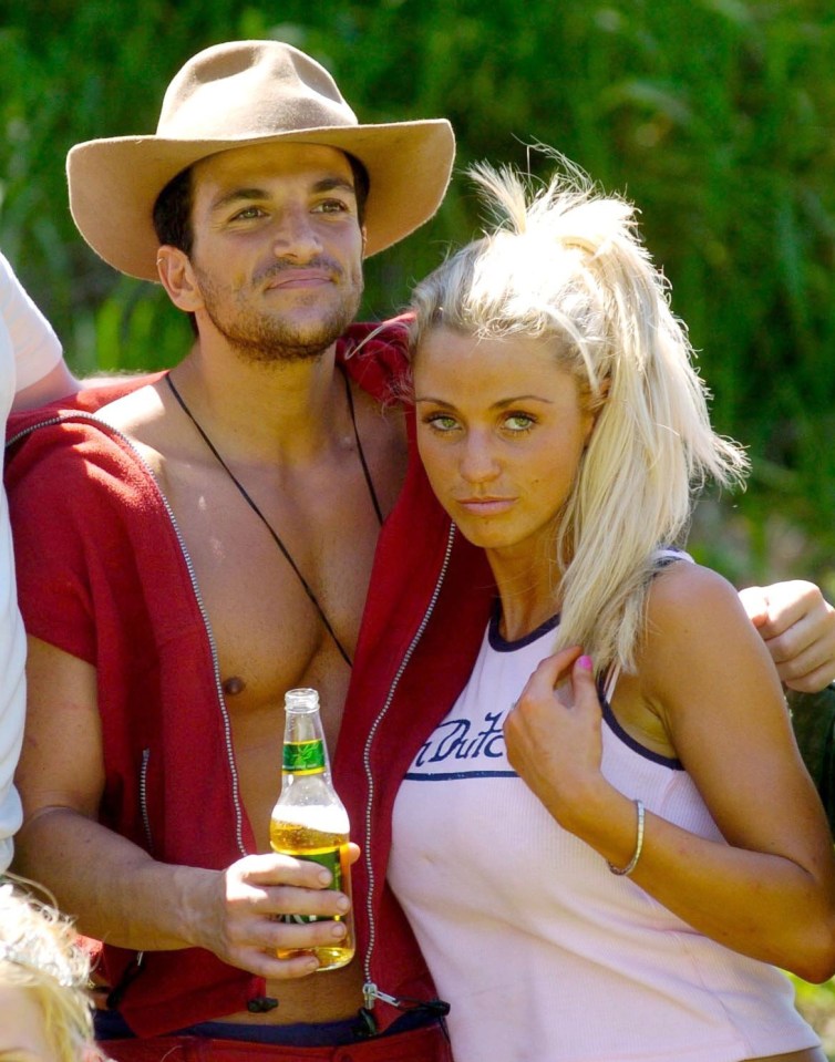 Kerry McFadden and Peter Andre celebrating after winning "I'm a Celebrity, Get Me Out of Here!"