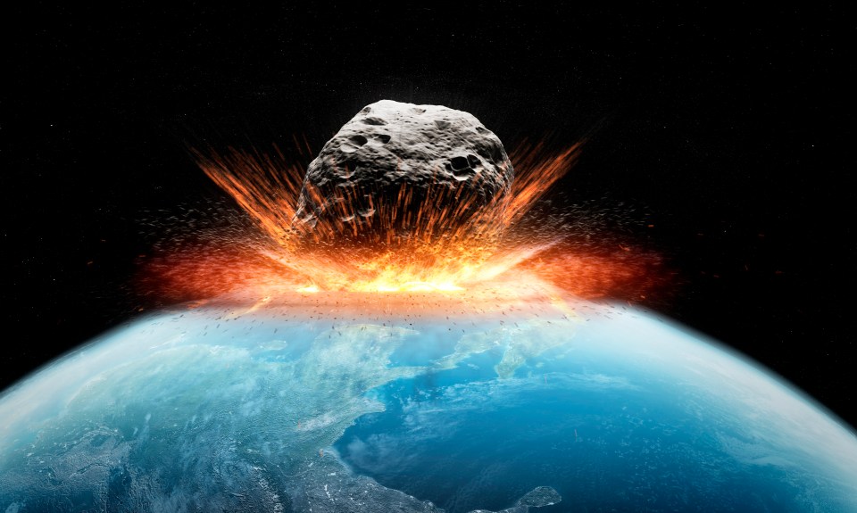 Illustration of an asteroid impacting Earth.