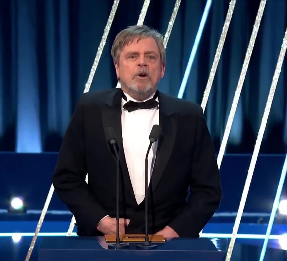 Mark Hamill presenting at the BAFTAs.