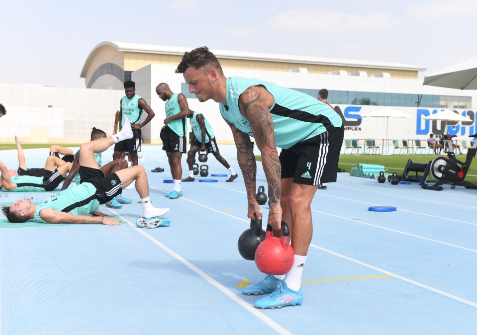 Arsenal F.C. players during a training session.