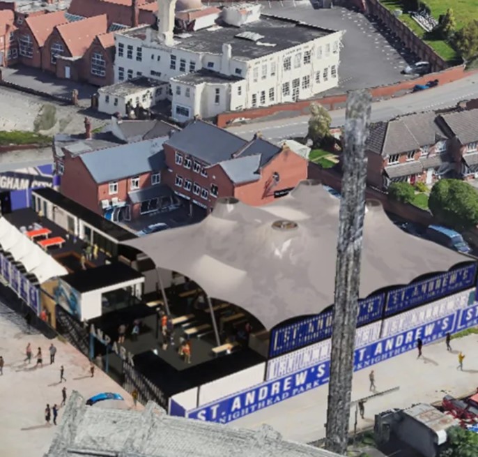 Aerial view of Birmingham City's proposed new stadium.
