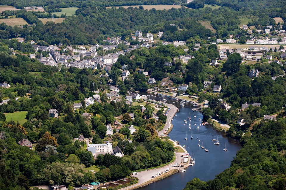 Aerial view of Pont-Aven, France.
