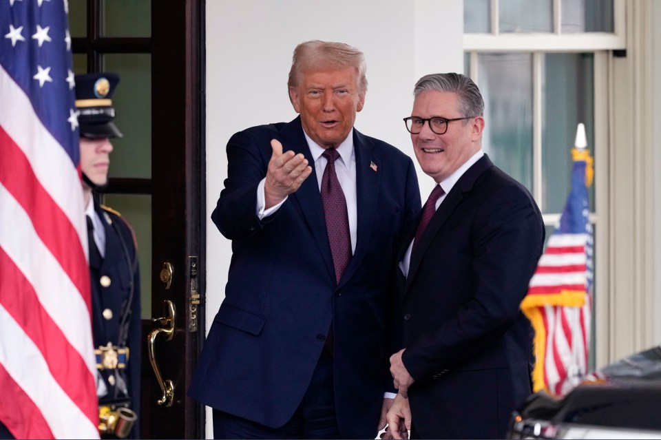 Donald Trump greeting Keir Starmer at the White House.