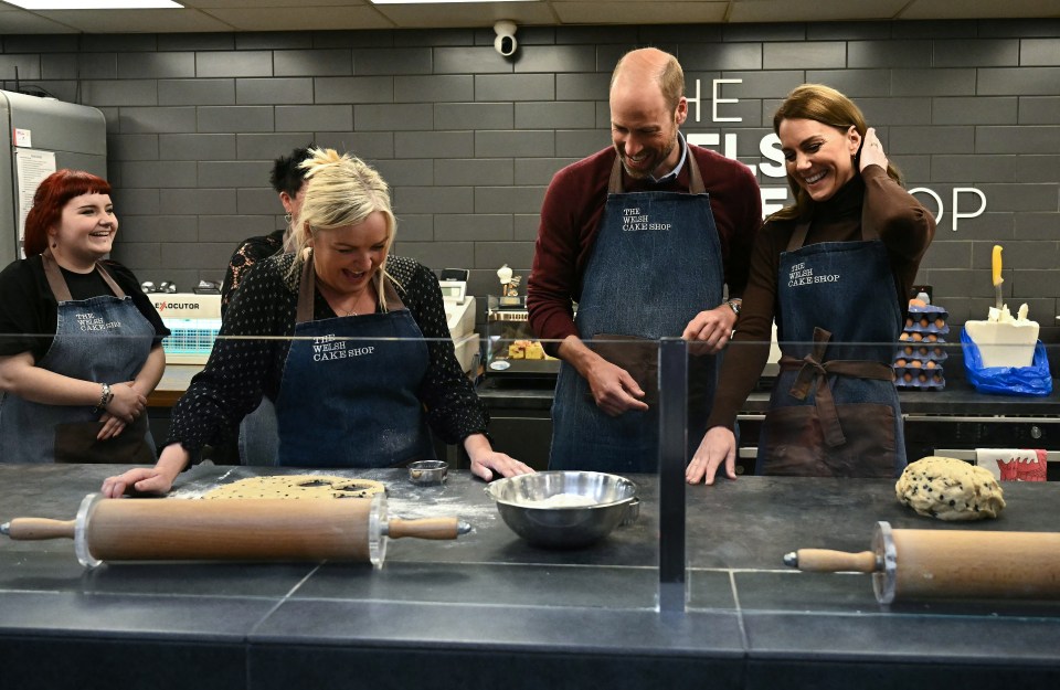 Prince William and Kate Middleton making Welsh cakes.