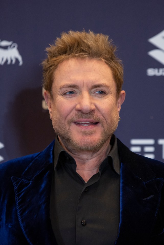 Simon Le Bon of Duran Duran at a press conference.