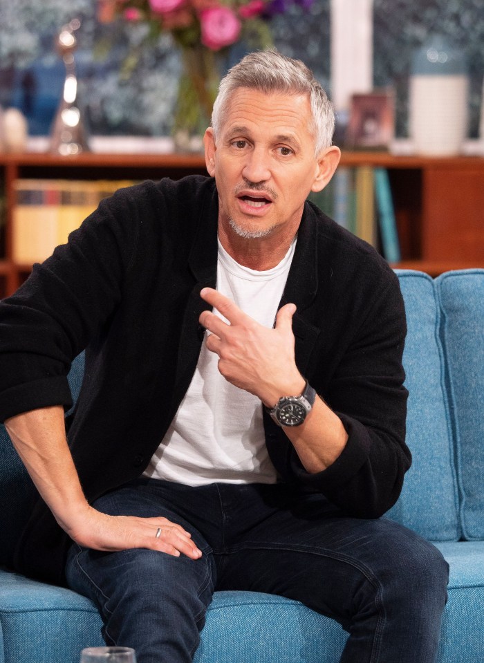 Gary Lineker on a TV show promoting his book, "Behind Closed Doors."