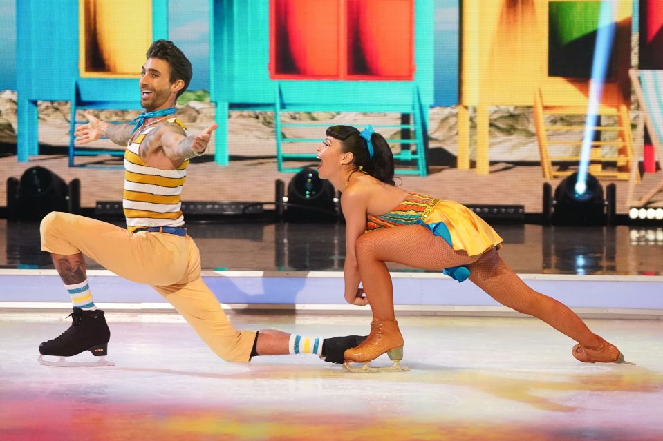 Chris Taylor and Vanessa Bauer ice skating on Dancing on Ice.