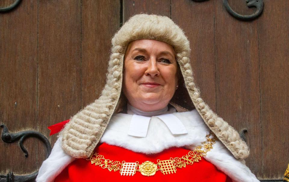 Portrait of Baroness Carr of Walton-on-the-Hill in judicial robes.
