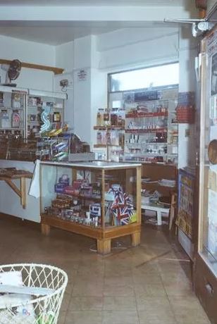 Crime scene photo of a shop interior.