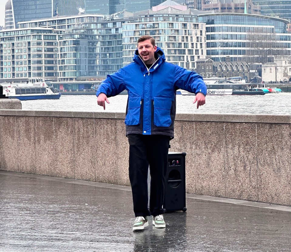 Professor Green filming a music video at Tower Bridge.