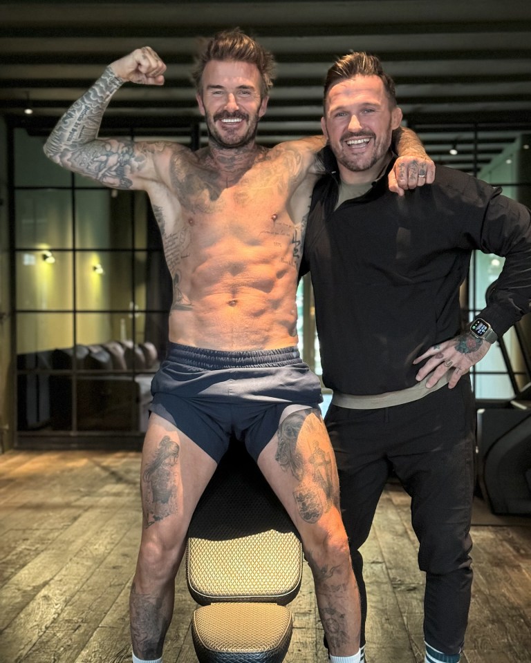 David Beckham and his personal trainer, Bobby Rich.