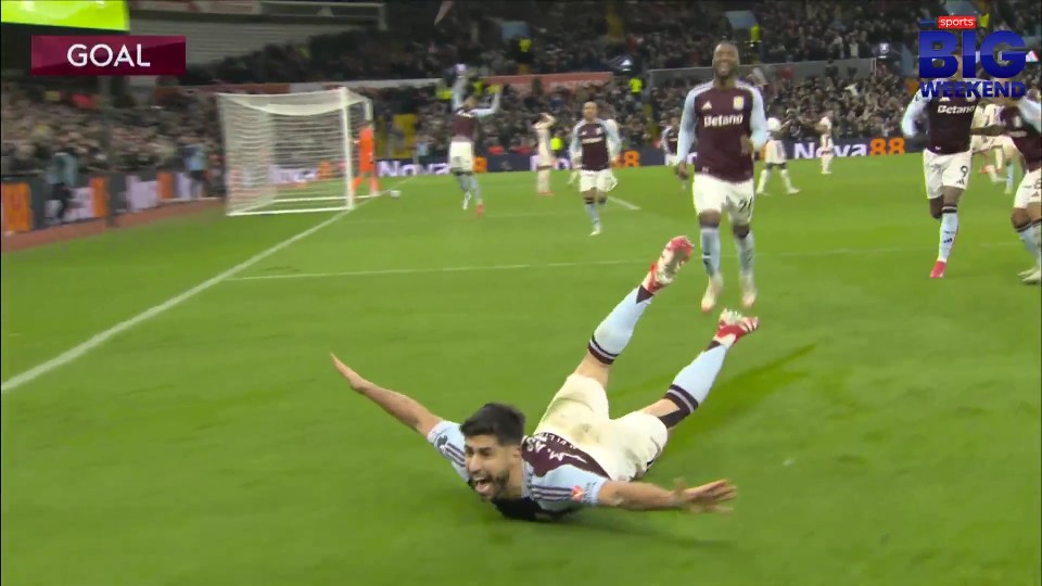 Aston Villa player celebrating a goal.