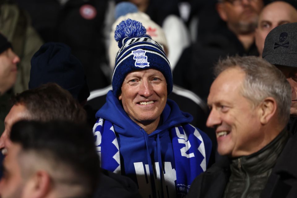 Tom Wagner, chairman of Birmingham City, at a football match.