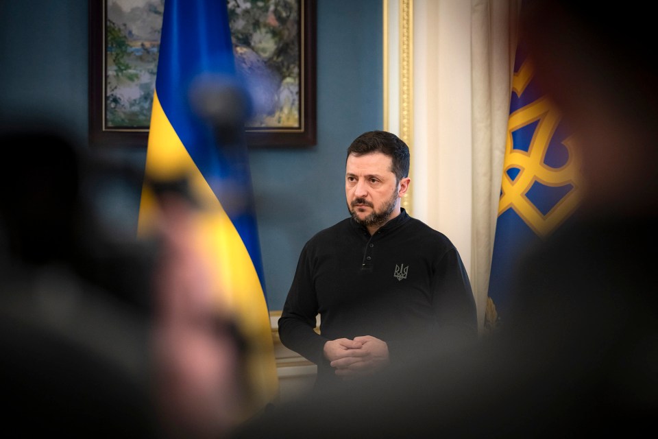 President Zelensky at a press briefing in Kyiv.