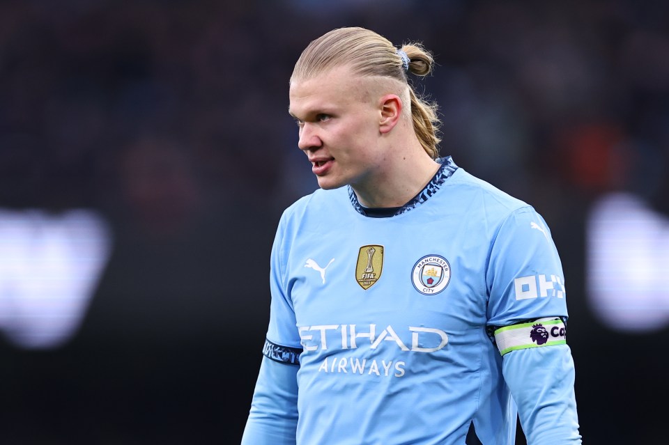 Erling Haaland of Manchester City in uniform.