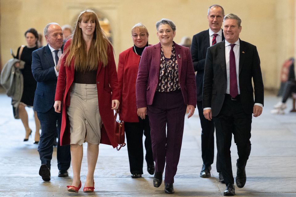 Keir Starmer and Angela Rayner welcome Ashley Dalton to Parliament.