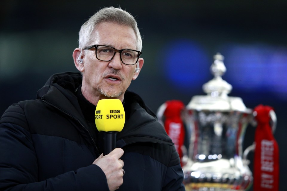 Gary Lineker holding a BBC Sport microphone.
