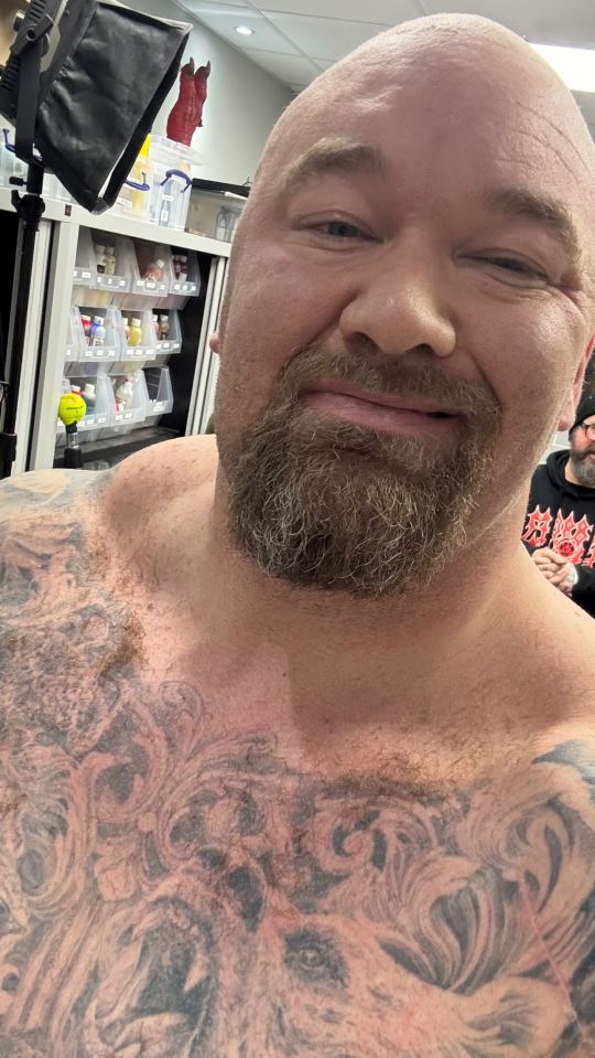 Hafþór Júlíus Björnsson with a shaved head and new facial hair.
