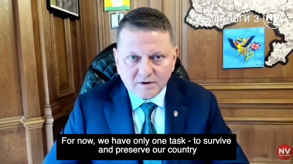 General Valeriy Zaluzhnyi in a video interview.