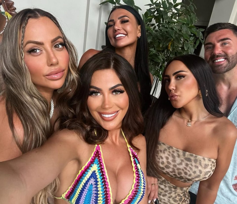Group selfie of five Geordie Shore cast members.