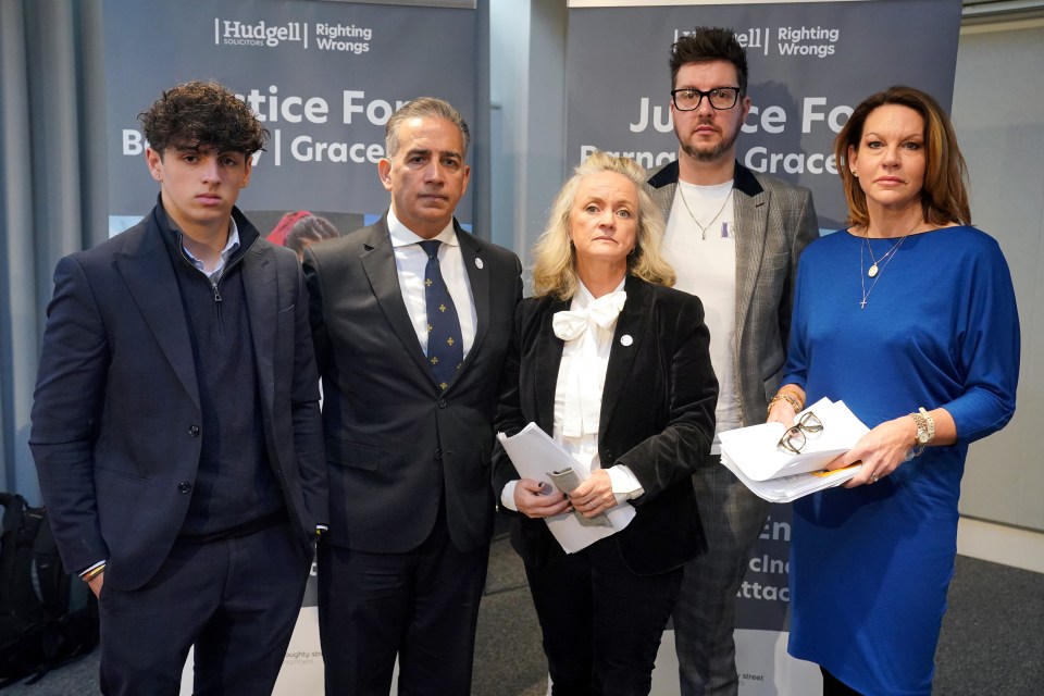 Family members of Nottingham attack victims at a press conference.