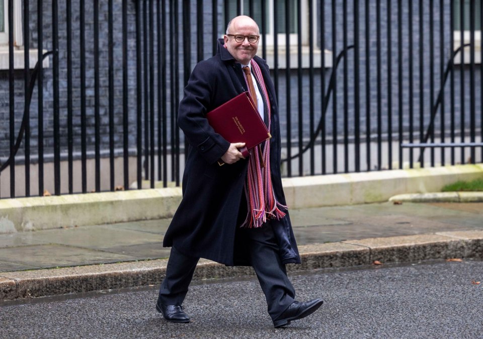 Lord Hermer, Attorney General, walking to a Cabinet meeting in Downing Street.