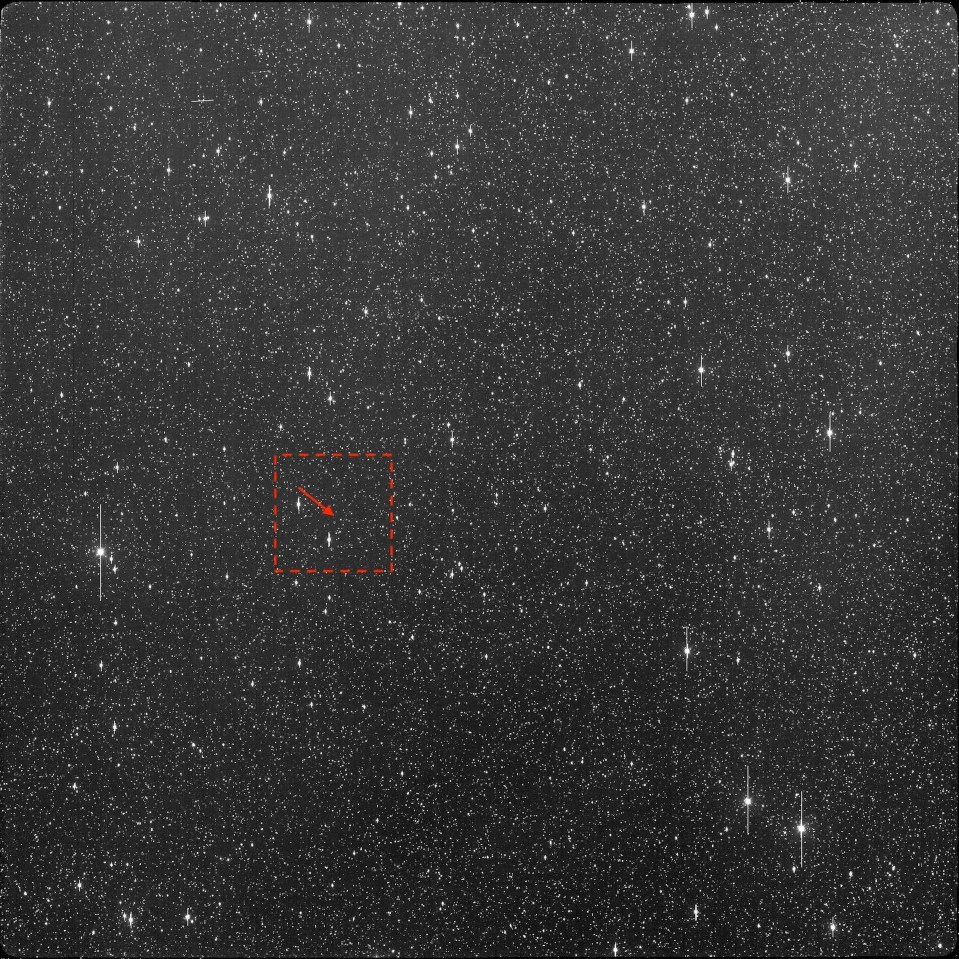Asteroid 2024 YR4 location indicated by arrow.