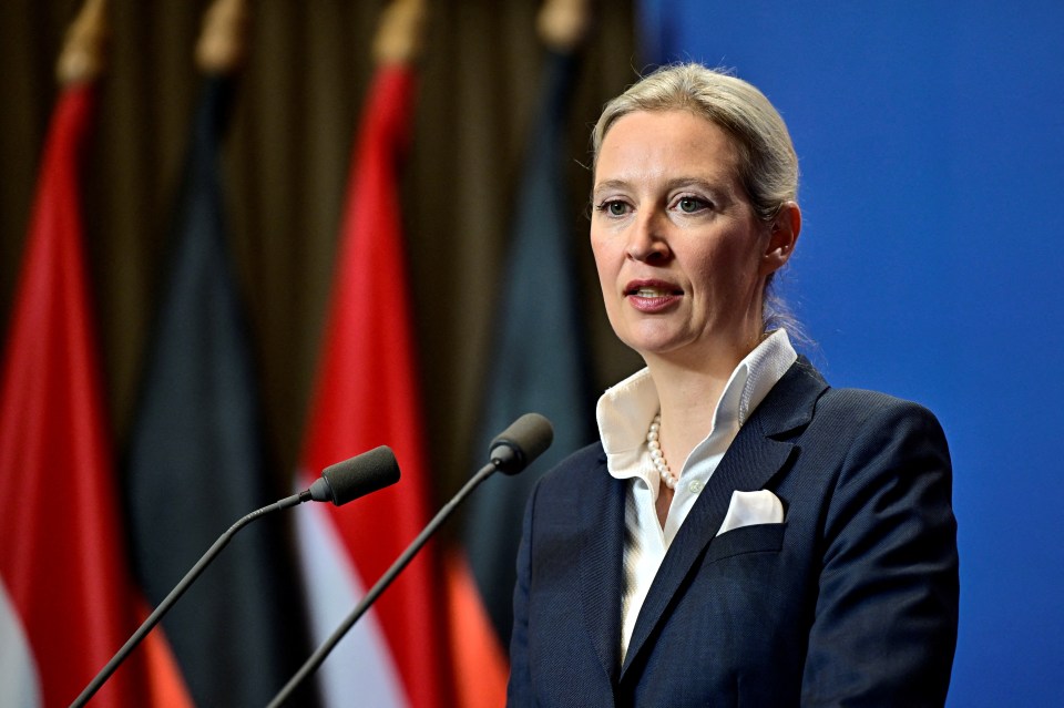 A woman in a dark suit speaks at a press conference.