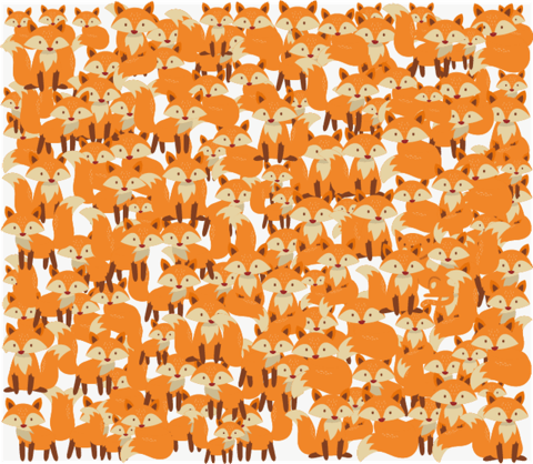 Illustration of many foxes.