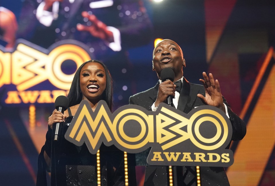 Indiyah Polack and Eddie Kadi hosting the MOBO Awards.