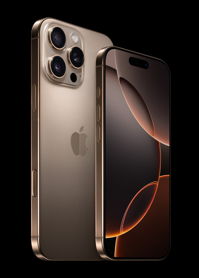 iPhone 16 Pro Max in gold.