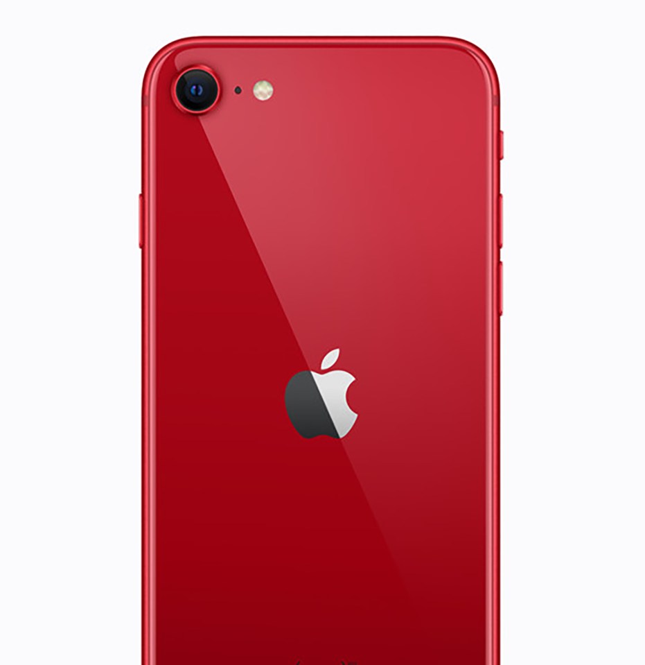 Red iPhone SE back.