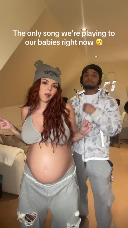 Pregnant Jesy Nelson and Zion Foster dancing.
