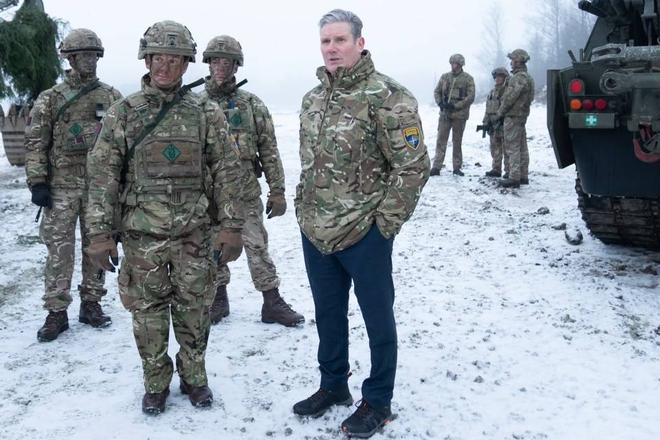 Keir Starmer with British soldiers at a NATO base in Estonia.