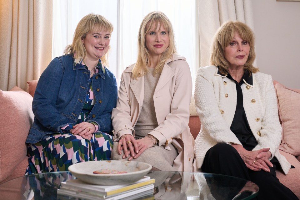 Lucy Punch, Felicity Jones, and Joanna Lumley sitting on a couch.