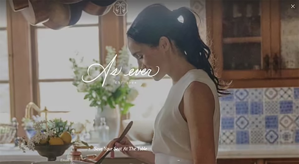 Meghan Markle in a kitchen, preparing food.