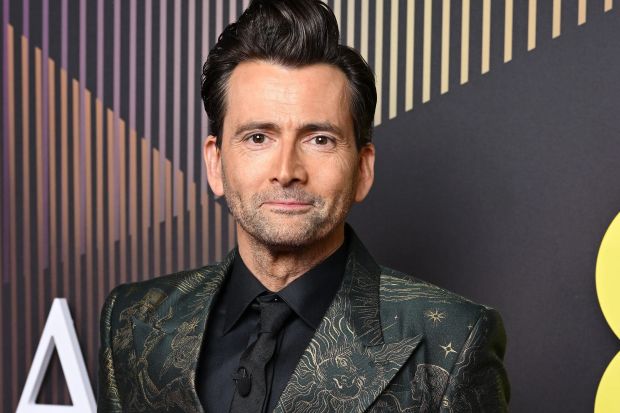 David Tennant in a patterned jacket.